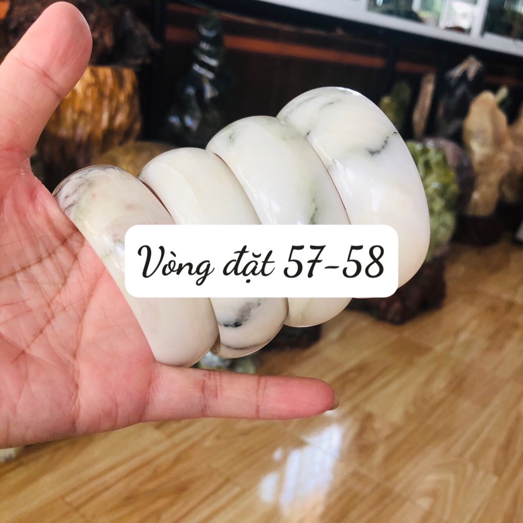 Vòng đá serpentine trắng bản 25mm